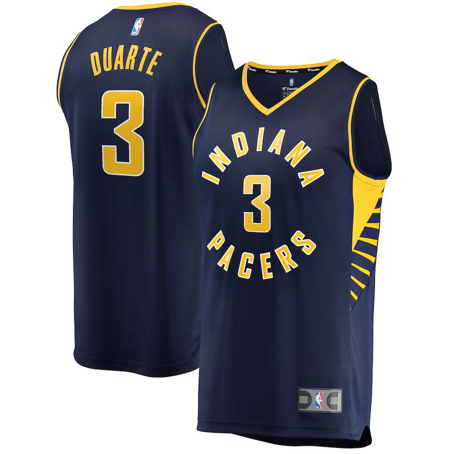 Men Indiana Pacers 3 Chris Duarte Fanatics Branded Navy Fast Break Replica NBA Jersey